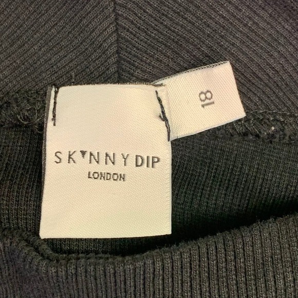 Skinnydip London Black Ribbed Long Sleeve Mock Neck Top Pink Yin Yang Flower - Picture 6 of 13